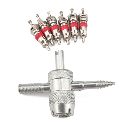 4 in 1 Remover Tool + 6 Car Trunk Motorcycles Tire Valve, A2203