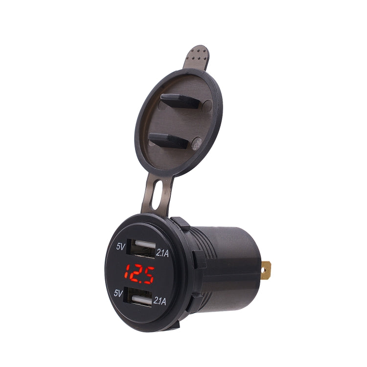Universal Car Dual Port USB Charger Power Outlet Adapter 4.2A 5V IP66 with LED Digital Voltmeter + 60cm Cable, 4.2A Voltmeter + 60cm Cable(Red Light), 4.2A Voltmeter + 60cm Cable(Blue Light), 4.2A Voltmeter + 60cm Cable(Green Light)