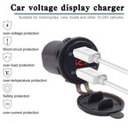 Universal Car Dual Port USB Charger Power Outlet Adapter 4.2A 5V IP66 with LED Digital Voltmeter + 60cm Cable, 4.2A Voltmeter + 60cm Cable(Red Light), 4.2A Voltmeter + 60cm Cable(Blue Light), 4.2A Voltmeter + 60cm Cable(Green Light)