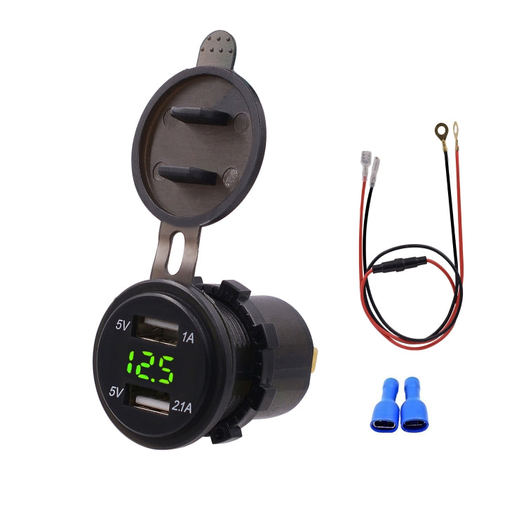 Universal Car Dual Port USB Charger Power Outlet Adapter 3.1A 5V IP66 with LED Digital Voltmeter + 60cm Cable, 3.1A Voltmeter + 60cm Cable(Green Light), 3.1A Voltmeter + 60cm Cable(Red Light), 3.1A Voltmeter + 60cm Cable(Blue Light)