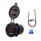 Universal Car Dual Port USB Charger Power Outlet Adapter 3.1A 5V IP66 with LED Digital Voltmeter + 60cm Cable, 3.1A Voltmeter + 60cm Cable(Red Light), 3.1A Voltmeter + 60cm Cable(Blue Light), 3.1A Voltmeter + 60cm Cable(Green Light)