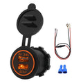 Universal Car QC3.0 Dual Port USB Charger Power Outlet Adapter 5V 2.4A IP66 with 60cm Cable, 2.4A + 60cm Cable (Orange Light), 2.4A + 60cm Cable (Red Light), 2.4A + 60cm Cable (White Light)