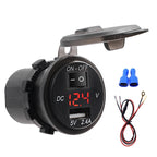 Universal Car Single Port USB Charger Power Outlet Adapter 2.4A 5V IP66 with LED Digital Voltmeter + Switch + 60cm Cable, 2.4A + Switch + 60cm Cable (Red Light), 2.4A + Switch + 60cm Cable(Blue Light), 2.4A + Switch + 60cm Cable (Green Light)