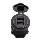 Universal Car Dual USB Charger Power Outlet Adapter 4.2A 5V IP66 with Aperture + 60cm Cable, 4.2A + 60cm Cable(Blue Light), 4.2A + 60cm Cable(Orange Light), 4.2A + 60cm Cable(Red Light)