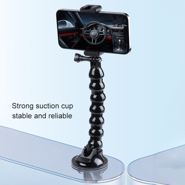Extended Suction Cup Jaws Flex Clamp Mount with Cold Shoe Phone Clamp, Extended Suction Cup Mount with Cold Shoe Phone Clamp