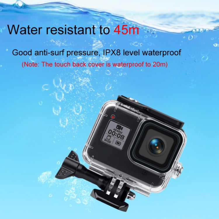 45m Waterproof Case + Touch Back Cover + Purple Red Pink Lens Filter for GoPro HERO8 Black, Case + Touch Cover + 3-color Filter for GoPro 8