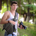 CADEN Triangle Shape Tscope Sling Shoulder Cross Digital Camera Bags Case Soft Bag with Rain Cover for Canon Nikon Sony K1, Size: 36*31*15cm