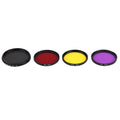 JUNESTAR 4 in 1 Proffesional 52mm Lens Filter(ND2-400 + Red + Yellow + FLD / Purple) for GoPro HERO5 / 4s / 4 / 3+ / 3 / 2 & Xiaomi Xiaoyi Yi I / II 4K & SJCAM Sport Action Camera, 4 in 1 52mm Lens
