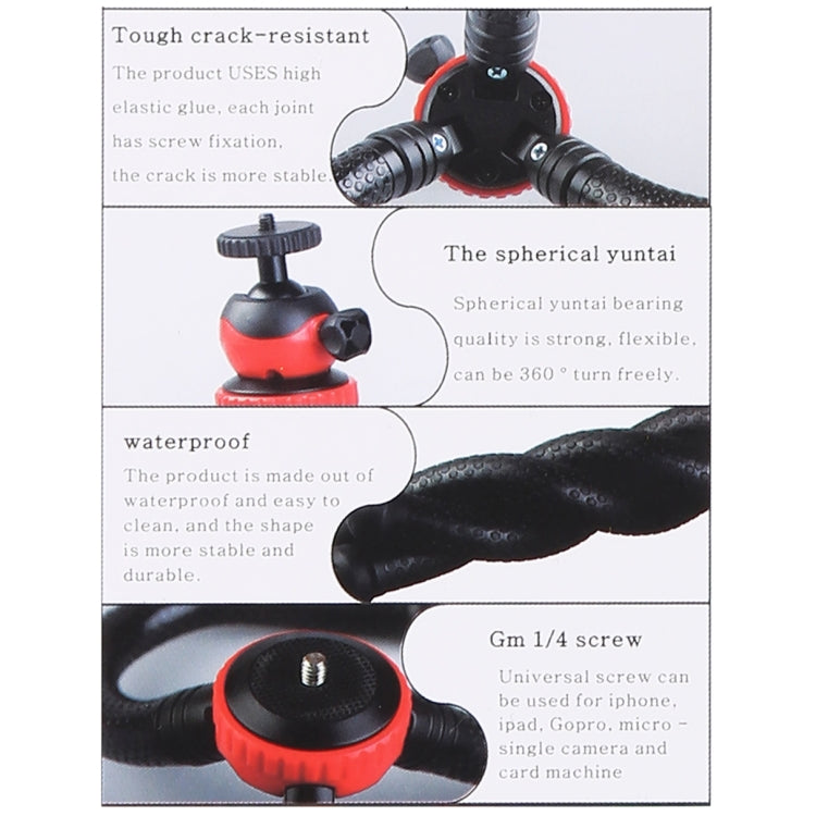 MZ305 Mini Octopus Flexible Tripod Holder with Ball Head for SLR Cameras, DJI / Insta360 / GoPro and Other Action Camera, Size:30cmx5cm, MZ305