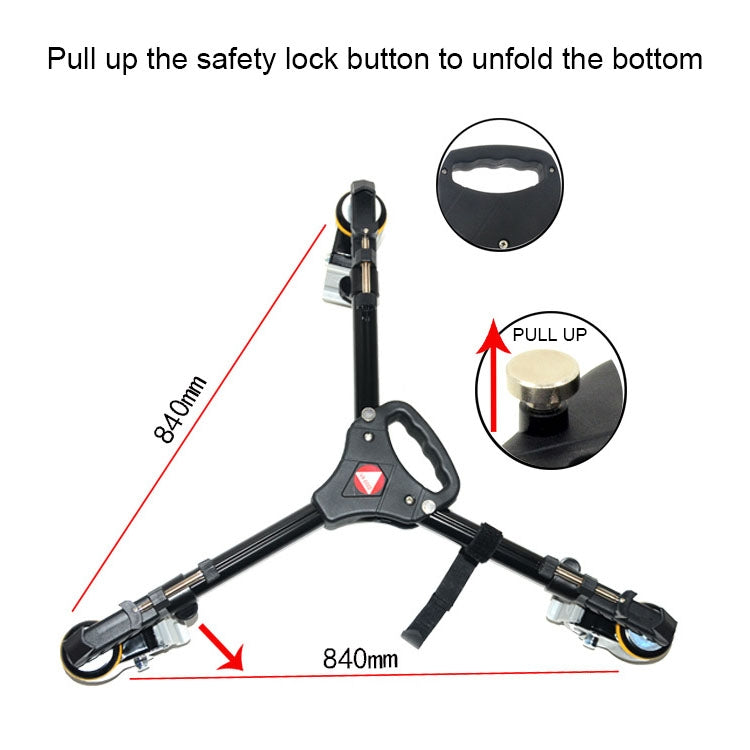 Kingjoy VX-600D Aluminium Alloy Camera Big Wheel Tripod Pulley Base