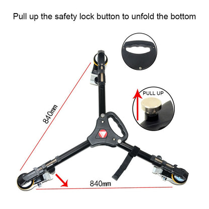 Kingjoy VX-600D Aluminium Alloy Camera Big Wheel Tripod Pulley Base