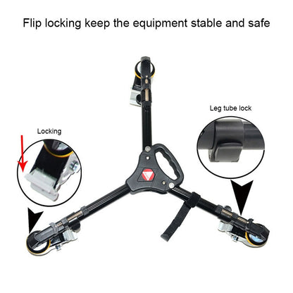 Kingjoy VX-600D Aluminium Alloy Camera Big Wheel Tripod Pulley Base