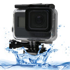 For GoPro HERO6 /5 Black 60m Underwater Waterproof Housing Diving Case with Touch Screen Back Door & Filter / Buckle Basic Mount & Screw, No Need to Disassemble Lens, 60m Waterproof