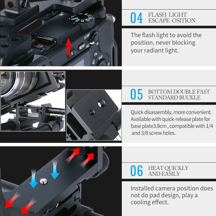 YELANGU C6 Camera Video Cage Stabilizer for Sony A6000 / A6300 / A6500 / A6400, Stabilizer