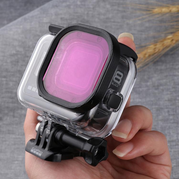 Square Housing Diving Color Lens Filter for GoPro HERO8 Black Original Waterproof Housing, Pink, Purple, Red