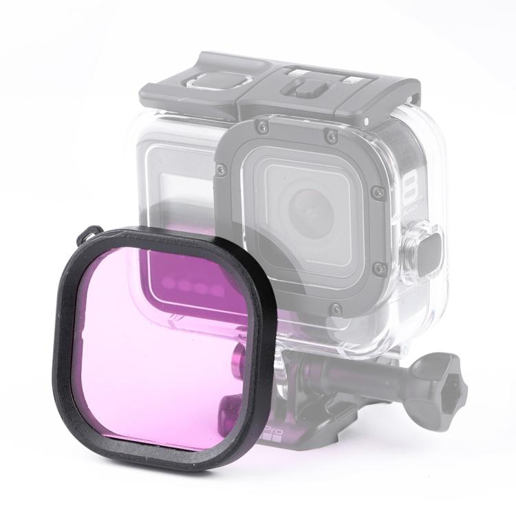 Square Housing Diving Color Lens Filter for GoPro HERO8 Black Original Waterproof Housing, Pink, Purple, Red