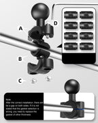 25mm Ball Head Motorcycle Rearview Mirror Fixed Mount Holder with 4 Styles Gaskets for GoPro, Insta360, DJI and Other Action Cameras, 25mm Ball Head with 4 Styles Gaskets