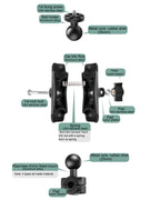 25mm Ball Head Motorcycle Rearview Mirror Fixed Mount Holder with 4 Styles Gaskets for GoPro, Insta360, DJI and Other Action Cameras, 25mm Ball Head with 4 Styles Gaskets
