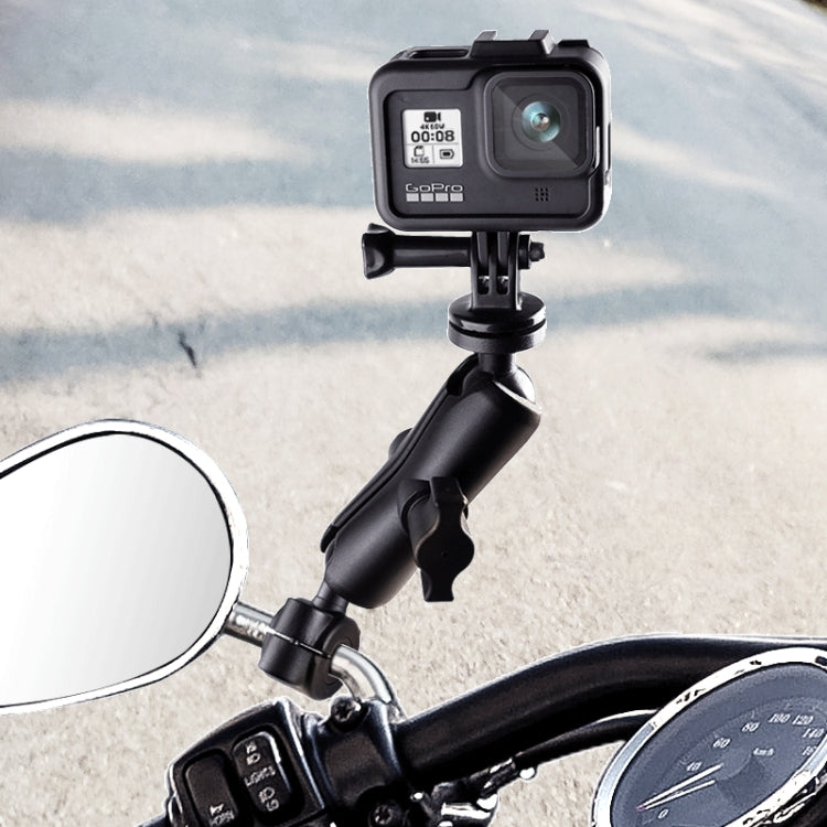 25mm Ball Head Motorcycle Rearview Mirror Fixed Mount Holder with 2 types of U-bolts for GoPro, Insta360, DJI and Other Action Cameras, 25mm Ball Head with 2 types U-bolts