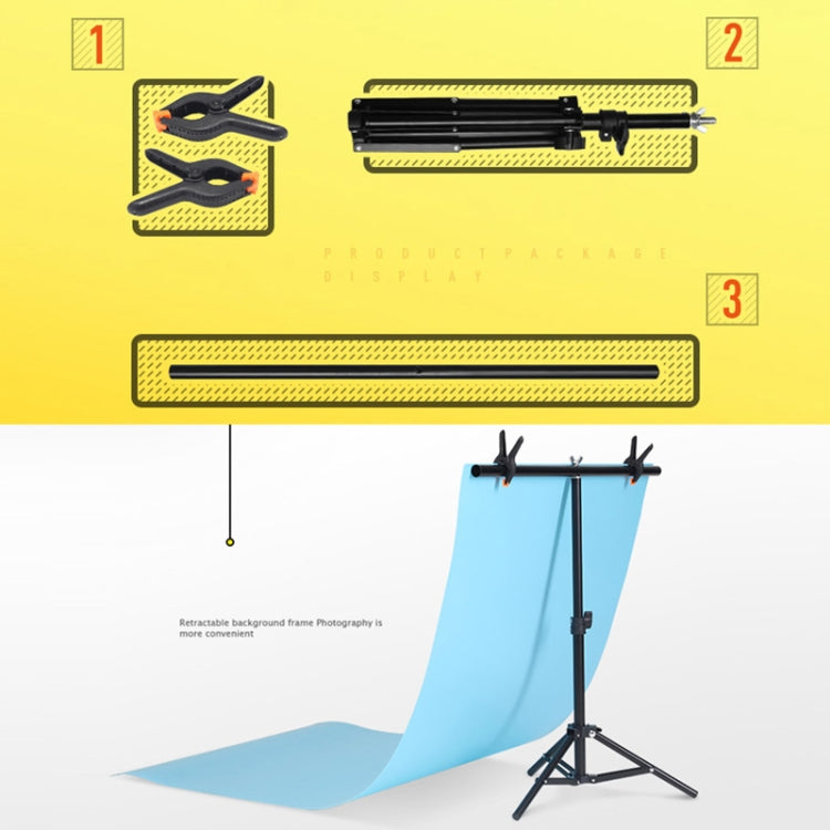 70x200cm T-Shape Photo Studio Background Support Stand Backdrop Crossbar Bracket Kit with 70x140cm Black / White PVC Backdrops, 70x200cm with Backdrops