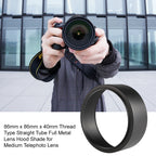 86mm Thread Type Straight Tube Full Metal Lens Hood Shade for Medium Telephoto Lens, 86mm x 86mm x 40mm