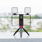 YELANGU PC203 YLG1801C Vlogging Live Broadcast LED Selfie Light Smartphone Video Rig Handle Stabilizer Plastic Bracket Tripod Kits, PC203