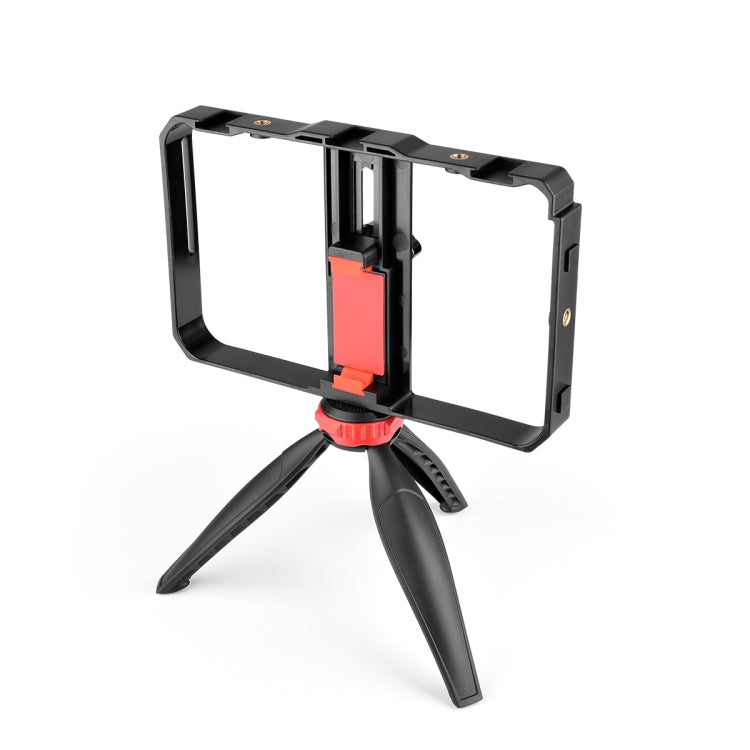YELANGU PC203 YLG1801C Vlogging Live Broadcast LED Selfie Light Smartphone Video Rig Handle Stabilizer Plastic Bracket Tripod Kits, PC203