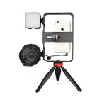 YELANGU PC204 YLG1801D Vlogging Live Broadcast LED Selfie Light Smartphone Video Rig Handle Stabilizer Bracket Kits with Microphone & Tripod, PC204