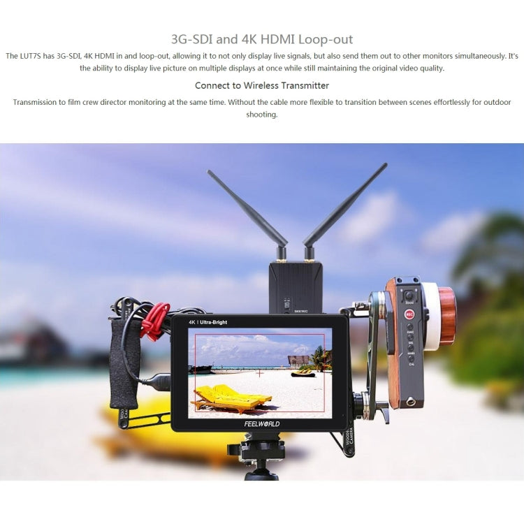 FEELWORLD LUT7S 1920x1200 2200 nits 7 inch IPS Screen HDMI 4K Touch Screen Camera Field Monitor, LUT7S