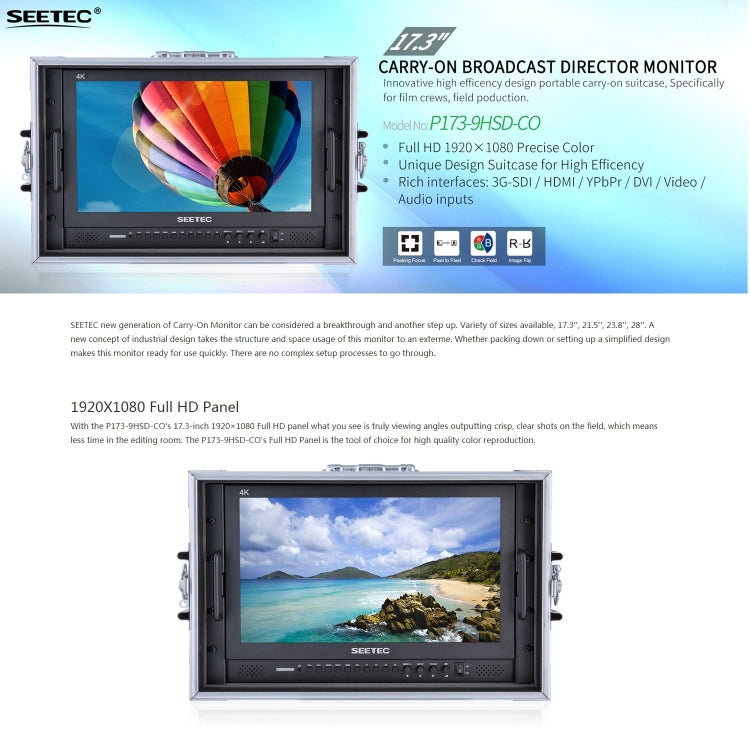 SEETEC P173-9HSD-CO 1920x1080 17.3 inch SDI / HDMI 4K Broadcast Level Professional Photography Camera Field Monitor, P173-9HSD-CO