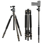 TRIOPO 853 Adjustable Portable Carbon Fiber Tripod with D2-A Ball Head for SLR Camera, 853