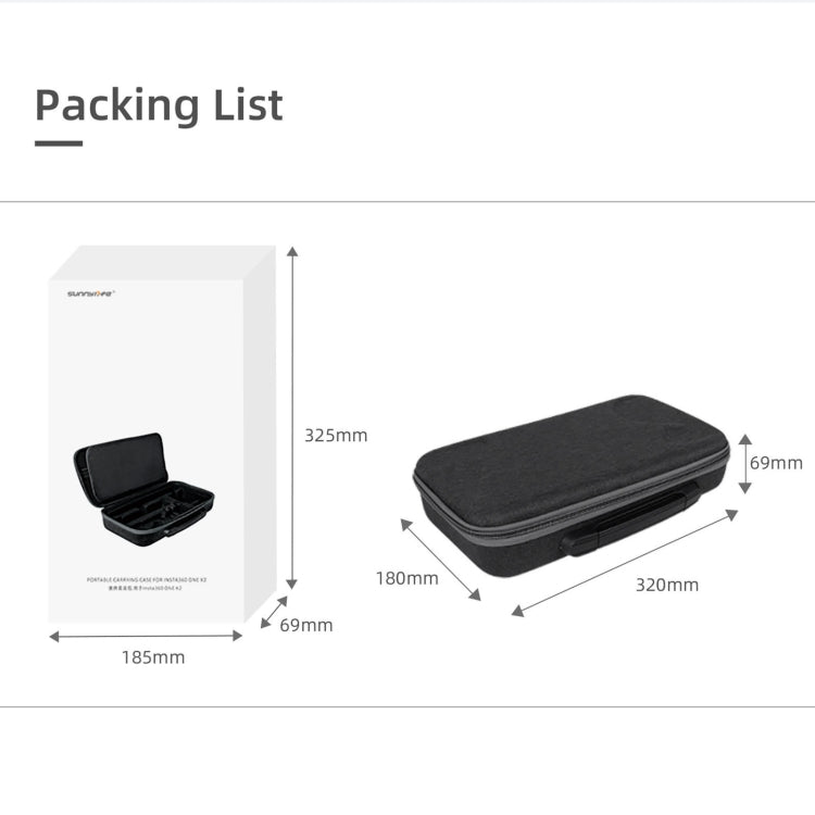 Sunnylife IST-B193 Storage Bag Case Handbag for Insta360 ONE X2 / X, For Insta360 ONE X2 / X