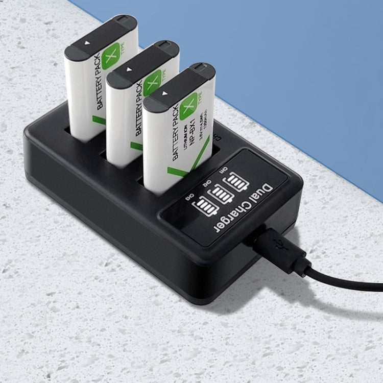 For Sony NP-BX1 LCD Display USB Triple Charger with USB Cable, For Sony NP-BX1 (3 Channel)
