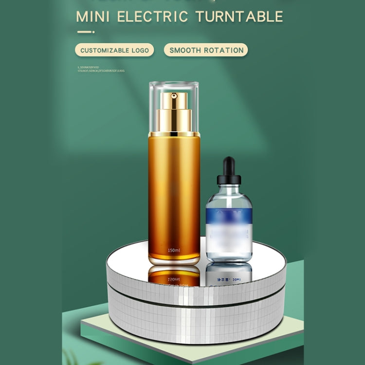12cm 360 Degree Rotating Turntable Mirror Electric Display Stand Video Shooting Props Turntable, Load: 3kg, 12cm Mirror Sequins Gold, 12cm Mirror Sequins Silver