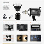 Godox MS300 Studio Flash Light 300Ws Bowens Mount Studio Speedlight with Cover, MS300