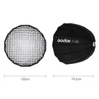 Godox P120L Diameter 120cm Parabolic Softbox Reflector Diffuser for Studio Speedlite Flash Softbox, P120L