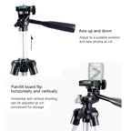 Live Broadcast Tripod 4-Section Folding Legs Aluminum Alloy Tripod Mount with U-Shape Three-Dimensional Tripod Head for DSLR & Digital Camera, Adjustable Height: 35-106cm, 3110 Silver