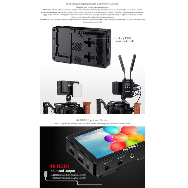 FEELWORLD LUT5 5.5 inch Ultra High Bright 3000nit Touch Screen DSLR Camera Field Monitor, LUT5