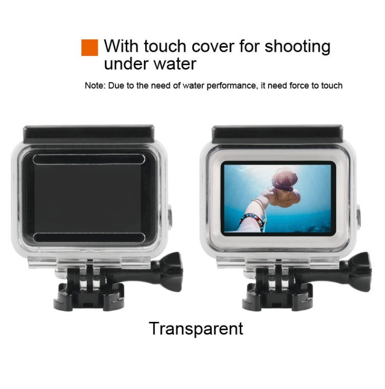 45m Waterproof Housing Protective Case + Touch Screen Back Cover for GoPro NEW HERO /HERO6 /5, with Buckle Basic Mount & Screw & (Purple, Red, Pink) Filters, No Need to Remove Lens, Touch Screen + Filters (Transparent), Touch Screen + Filters (Black)