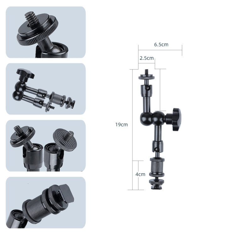 7 inch Adjustable Friction Articulating Magic Arm + Large Claws Clips with Phone Clamp, 7 inch Magic Arm + Claws Clips with Phone Clamp