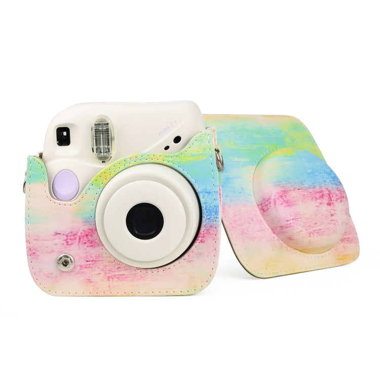 Oil Paint Full Body PU Leather Case Camera  Bag with Strap for FUJIFILM instax mini 7+, Oil Paint