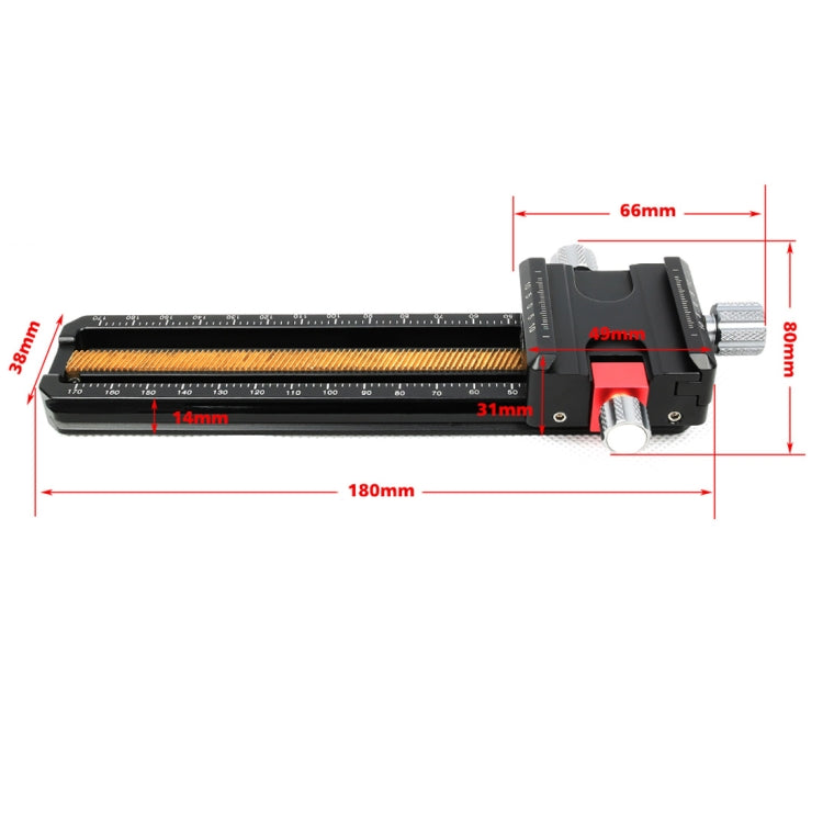 FITTEST 180mm Precision Aluminium 2-way Macro Rail Slider Tripod Head Quick Release Plate Holder, MR-180