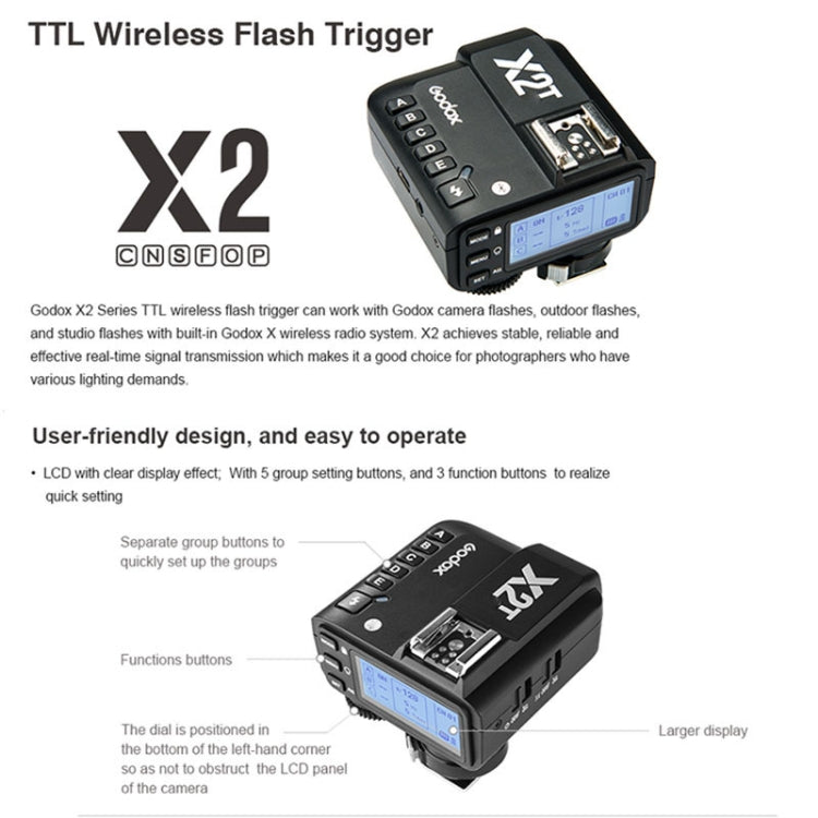 Godox X2T-F E-TTL II Bluetooth Wireless Flash Trigger for FUJIFILM, X2T-F for FUJIFILM