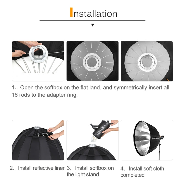 Godox P90H 90cm Deep Parabolic Softbox Reflector Diffuser Studio Light Box, P90H