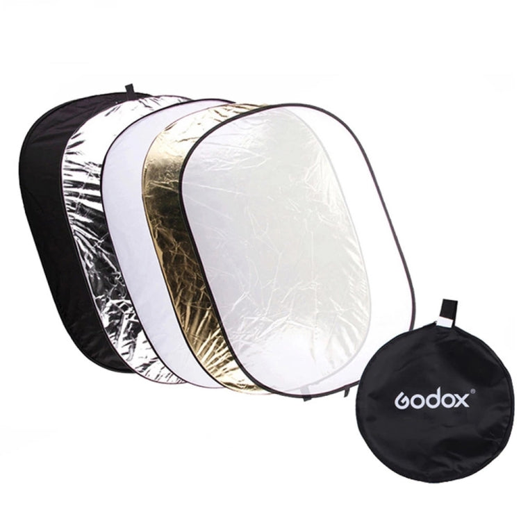 Godox FT05-1 150 x 200cm 5-in-1 Silver / Soft / Gold / White / Black Oval Folding Reflector Board, 5 in 1 150 x 200cm