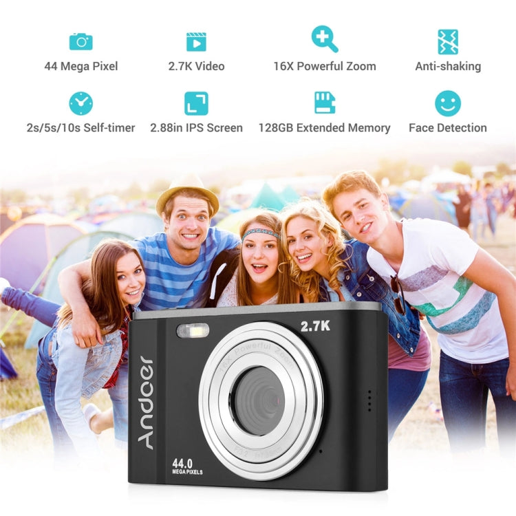 DC302 2.88 inch 44MP 16X Zoom 2.7K Full HD Digital Camera Children Card Camera, AU Plug, DC302, AU Plug