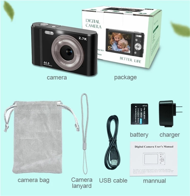 DC302 2.88 inch 44MP 16X Zoom 2.7K Full HD Digital Camera Children Card Camera, AU Plug, DC302, AU Plug