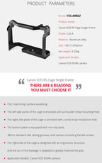 YELANGU C22-A YLG0334B-A Video Camera Cage Stabilizer for Canon EOS R5/R6/R, YLG0334B-A