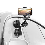 Single Suction Cup Mount Phone Holder with Tripod Adapter & Steel Tether & Safety Buckle, Single Suction Cup Phone Holder