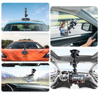 Single Suction Cup Mount Phone Holder with Tripod Adapter & Steel Tether & Safety Buckle, Single Suction Cup Phone Holder